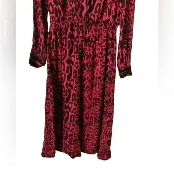 Zara Leopard Print Midi Dress Red and Black - Picture 5 of 13